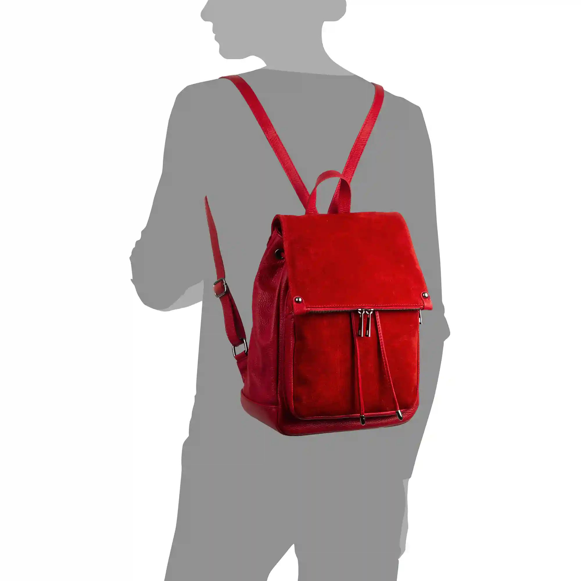 Firenze artegiani Aggius Bolso mochila Mujer. Piel auténtica Dollaro Gamuza Gran oferta