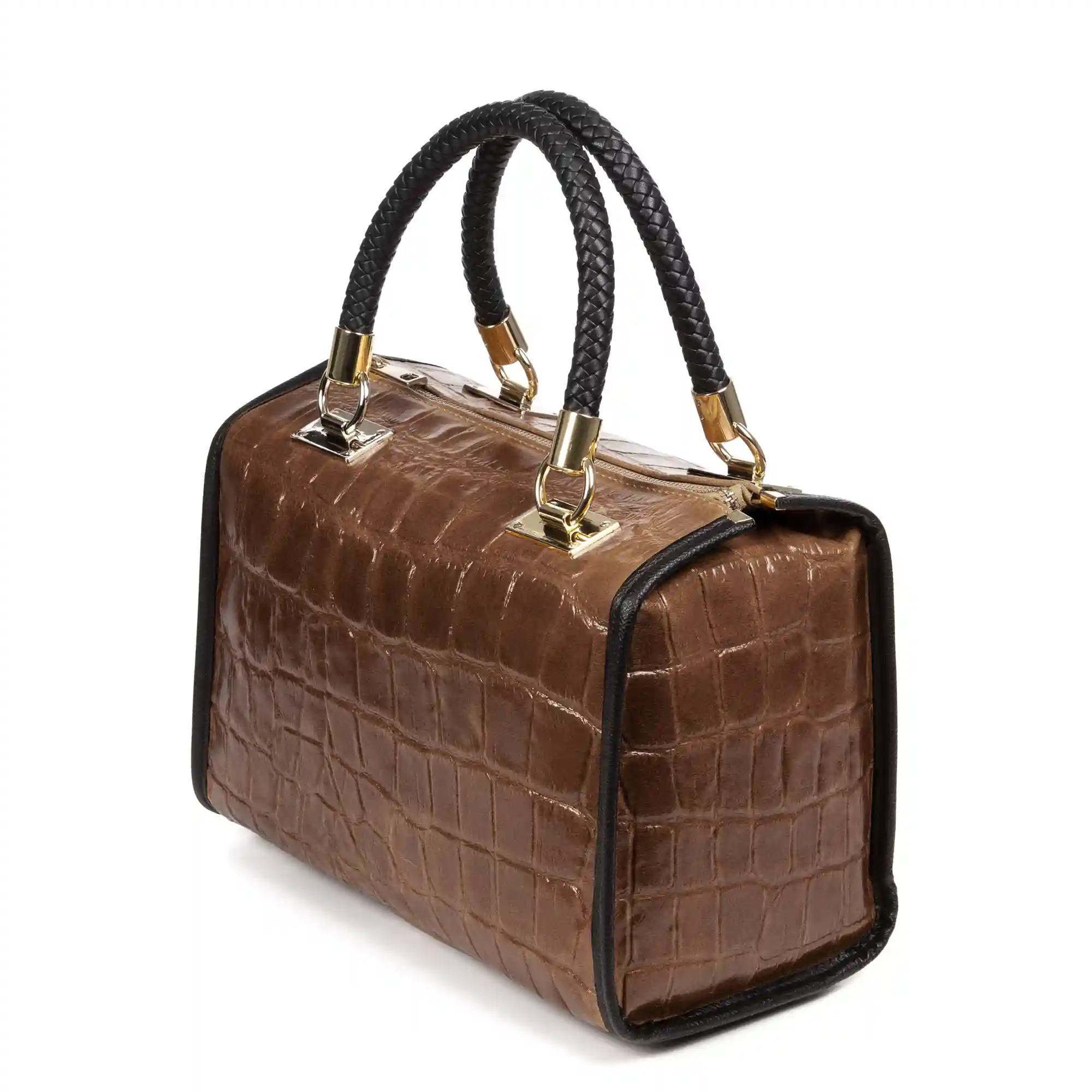 Firenze artegiani Catena Bolso tote Mujer. Piel auténtica Gamuza Grabado Cocodrilo Grande Devoluciones gratuitas