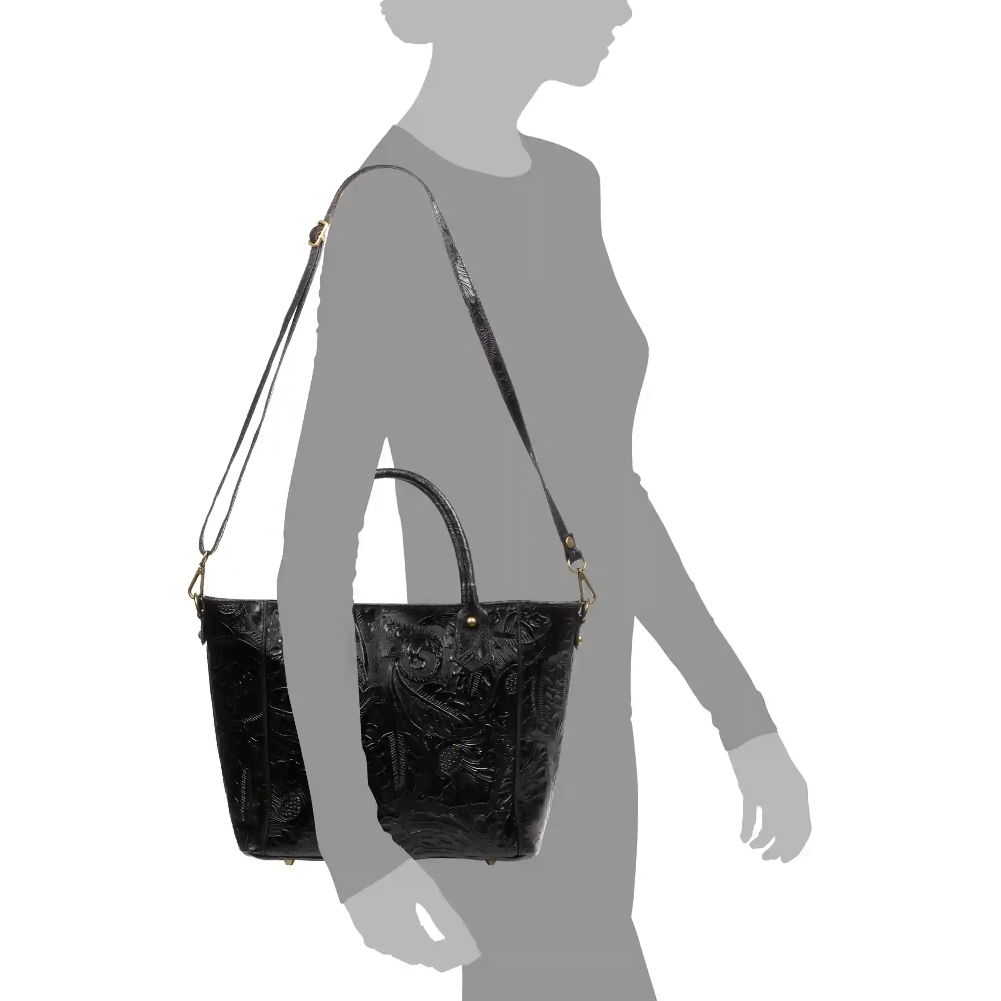 Firenze artegiani Donna Bolso tote Mujer. Piel auténtica Gamuza Grabado Arabesco En línea