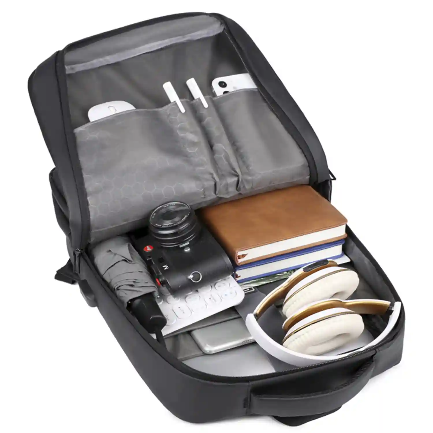 Firenze artegiani Mochila de viaje con gran resistencia impermeable y con conexión USB. Acolchada y ventilada Tienda