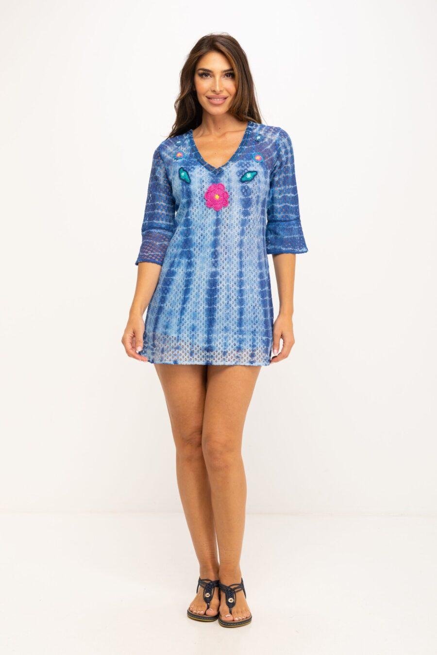peace&love by calao VESTIDO TIE DYE EN TEJIDO CALADO TIPO CROCHET Superdescuento