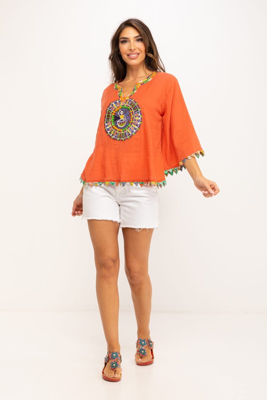 peace&love by calao BLUSA LISA BORDADA EN COLORES Grandes ahorros