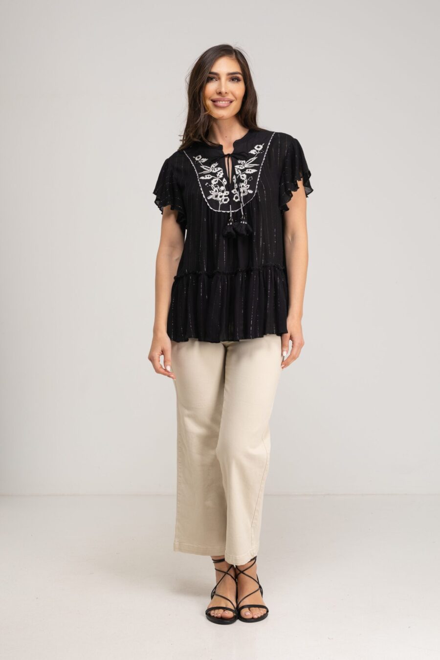 peace&love by calao BLUSA LISA BORDADA CUELLO MAO Outlet