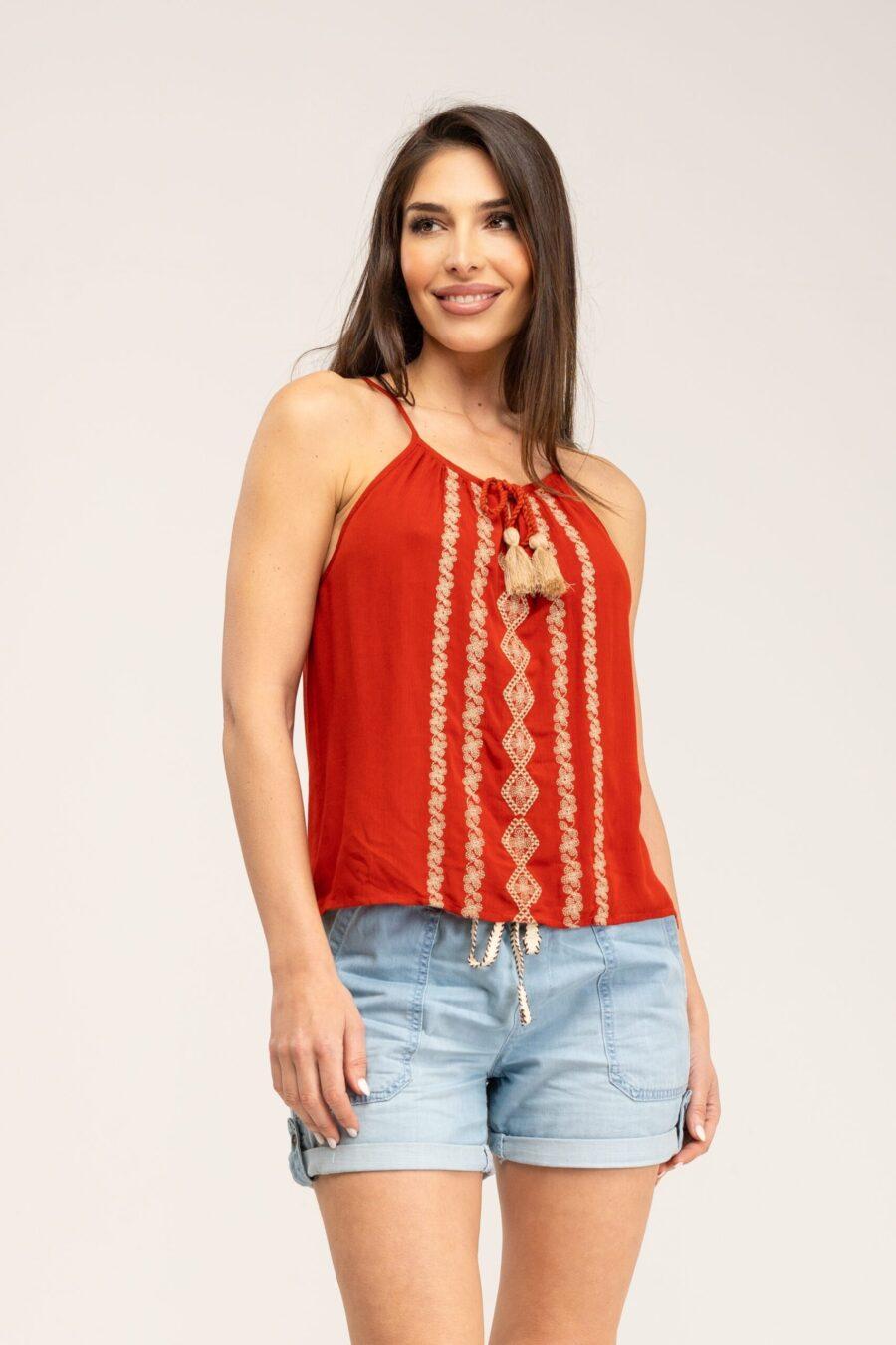 peace&love by calao TOP LISO BORDADO BICOLOR Venta caliente