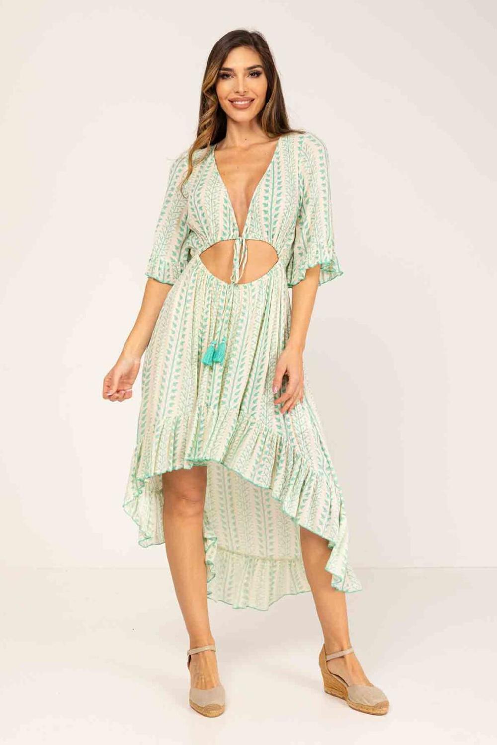 peace&love by calao VESTIDO ESTAMPADO MEDIA PIERNA CUELLO EN V Envío internacional gratuito
