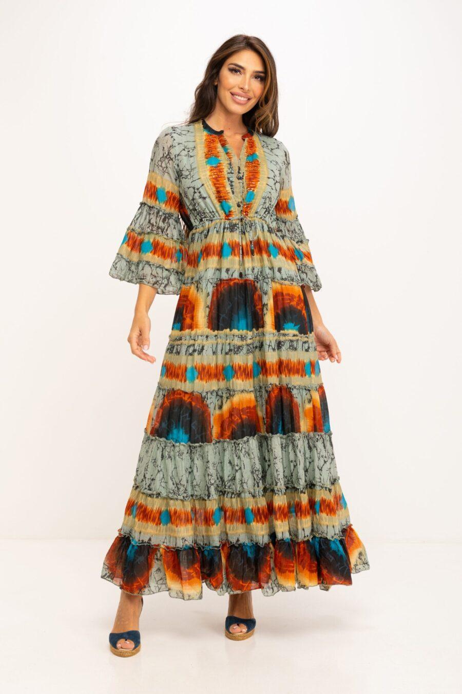 peace&love by calao VESTIDO TYE DYE LARGO CON CUELLO MAO Libre de impuestos