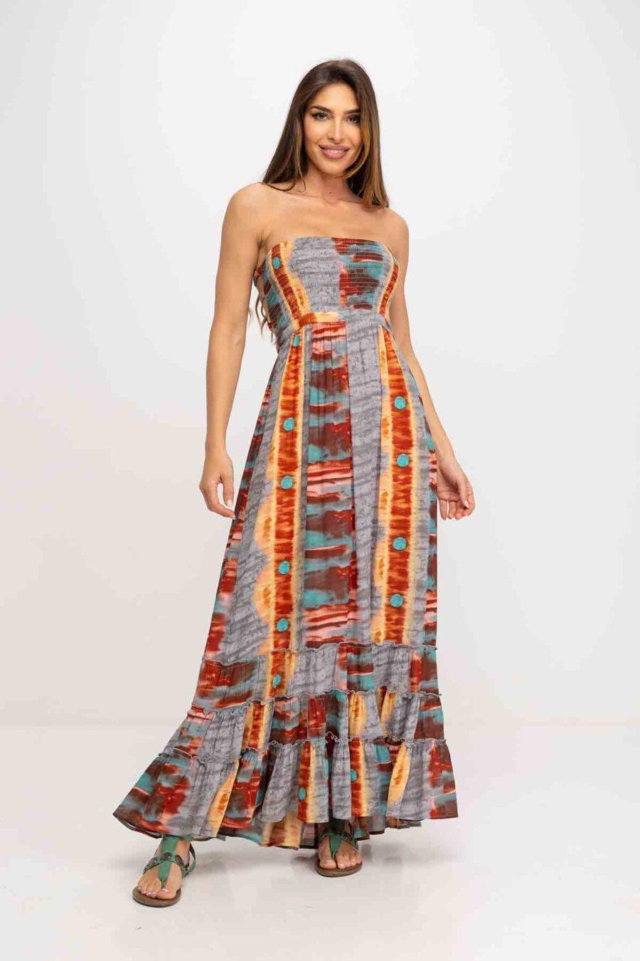 peace&love by calao VESTIDO ESTAMPADO ESCOTE PALABRA DE HONOR Descuento por venta flash