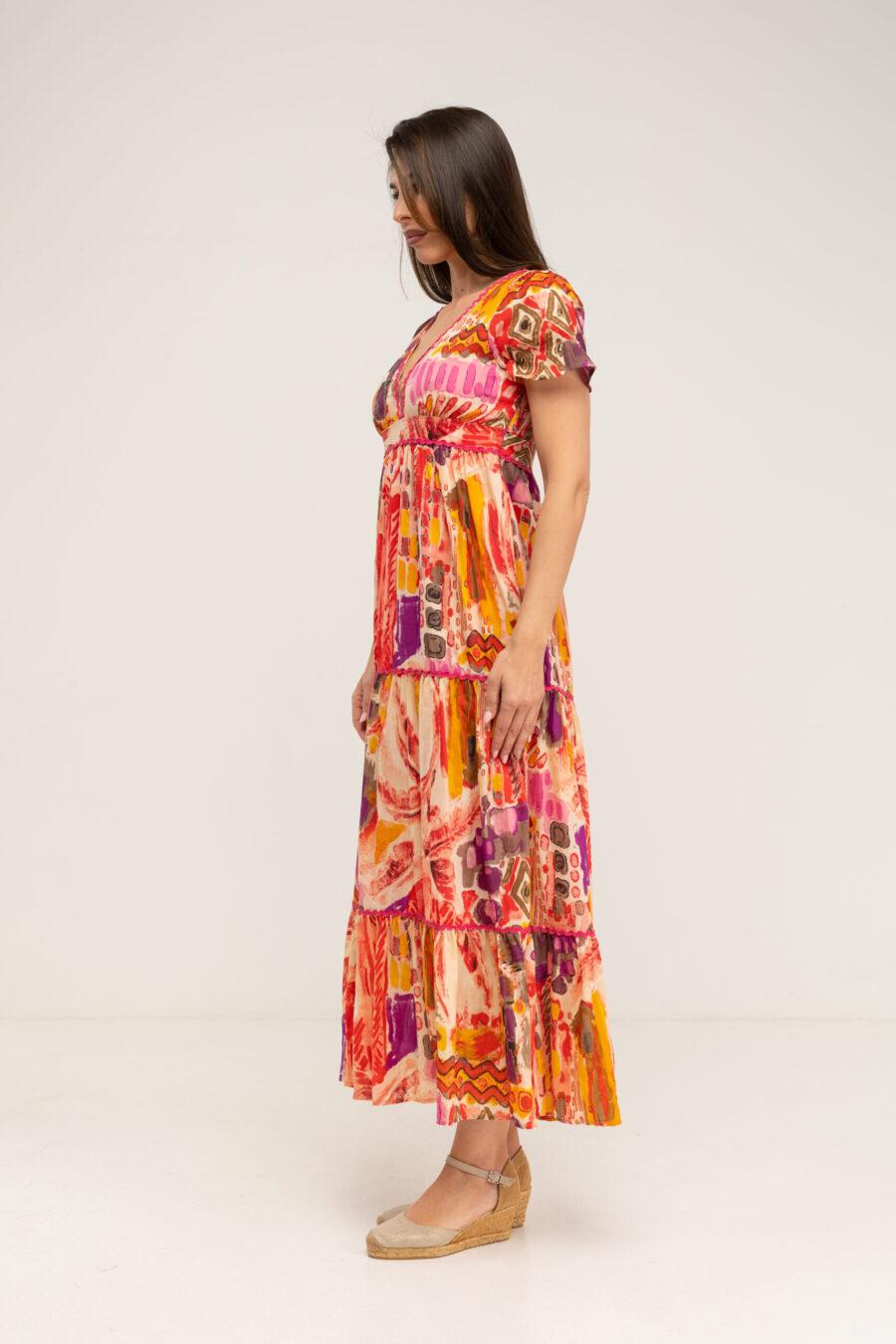 peace&love by calao VESTIDO ESTAMPADO ÉTNICO LARGO PR2526V Descuento por venta flash
