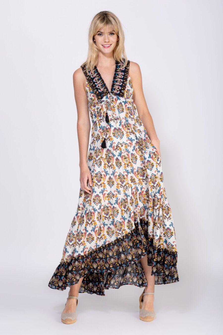 peace&love by calao VESTIDO ESTAMPADO LARGO Venta caliente