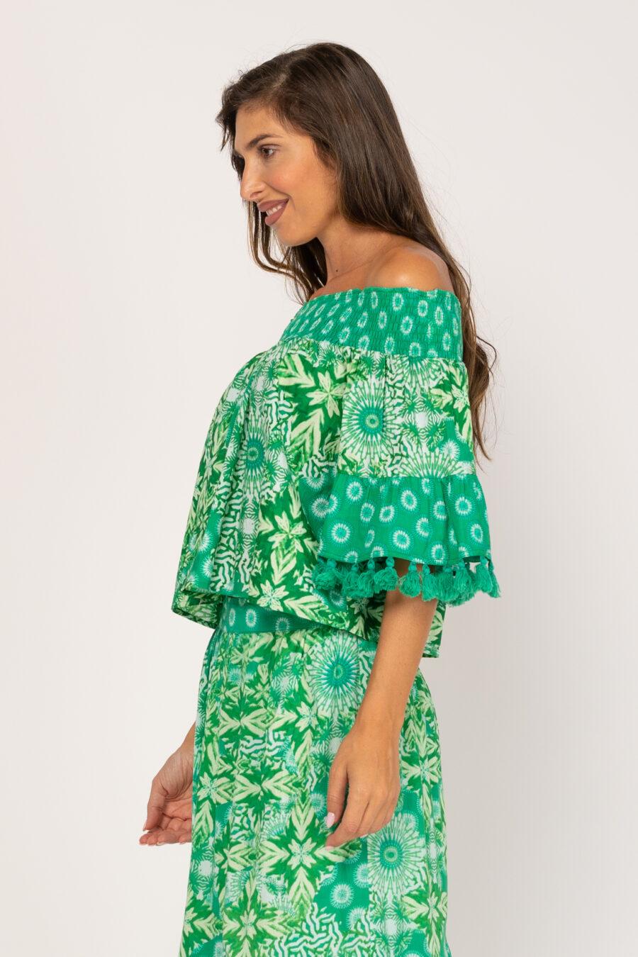 peace&love by calao BLUSA CORTA CON CUELLO DE GOMAS Devoluciones gratuitas