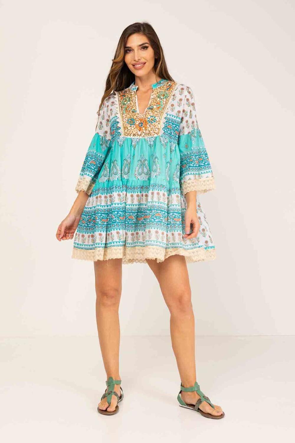 peace&love by calao VESTIDO CORTO ESTAMPADO Venta caliente