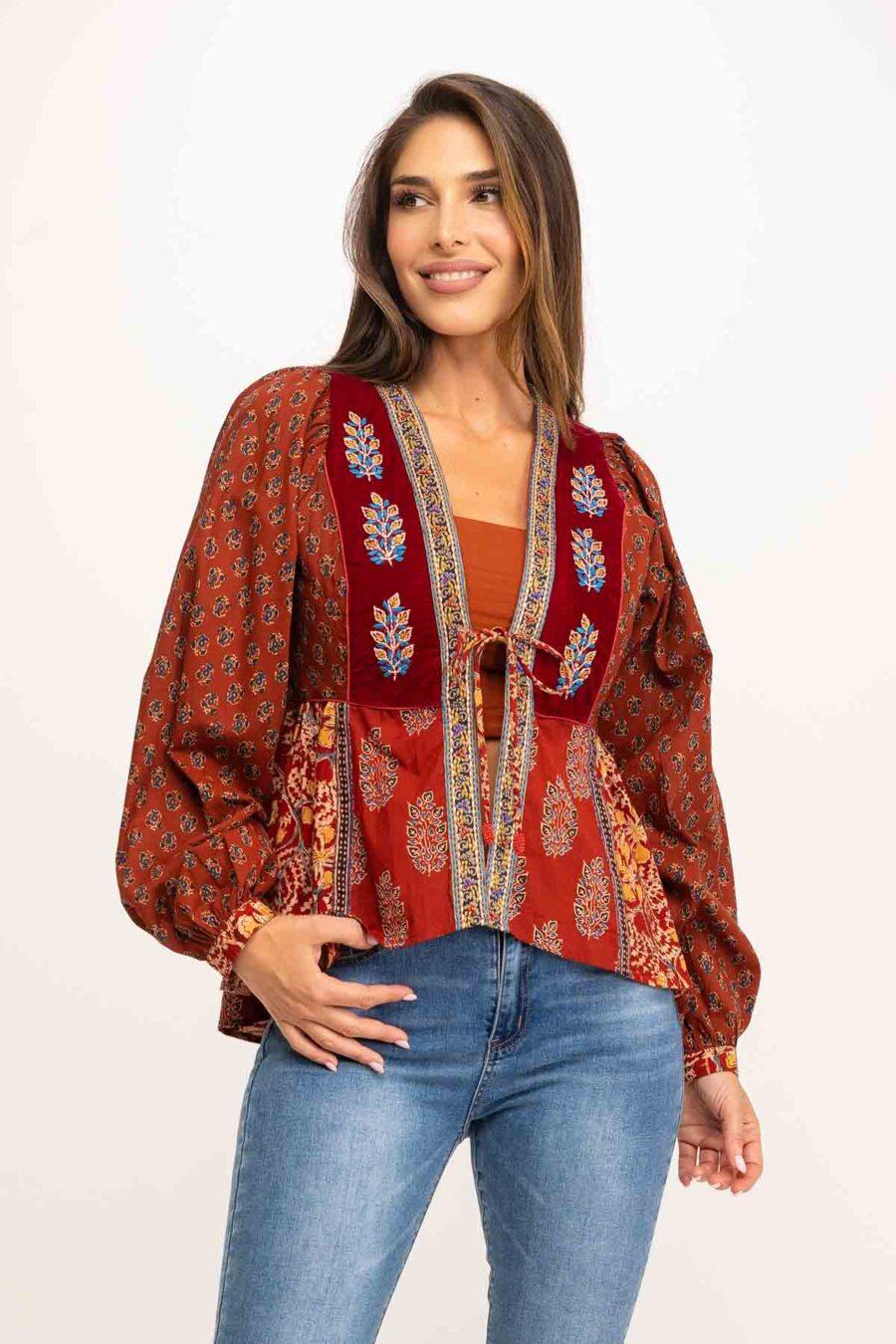 peace&love by calao BLUSA ALGODÓN Y TERCIOPELO IC1023B Grandes descuentos