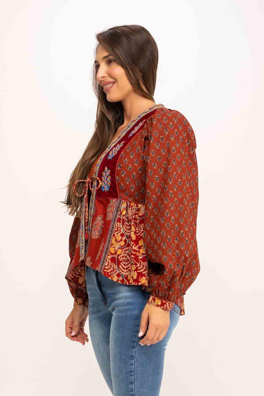 peace&love by calao BLUSA ALGODÓN Y TERCIOPELO IC1023B Grandes descuentos