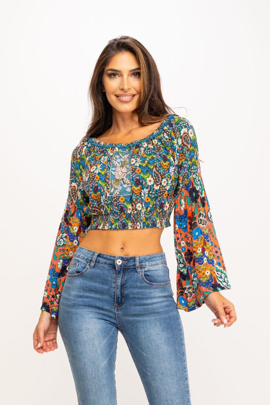 peace&love by calao BLUSA CORTA ESTAMPADA PR1069B Precios de Black Friday
