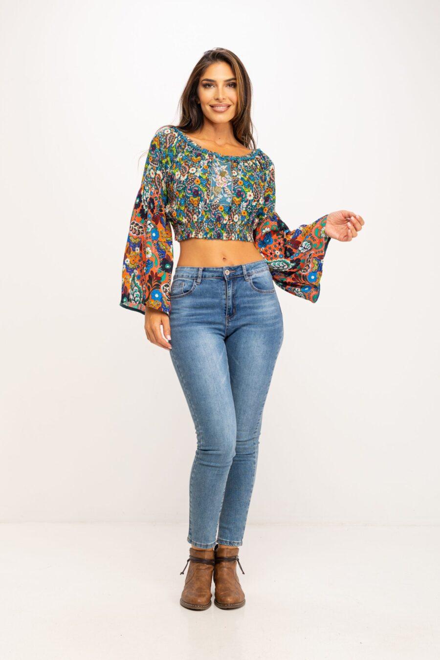 peace&love by calao BLUSA CORTA ESTAMPADA PR1069B Precios de Black Friday