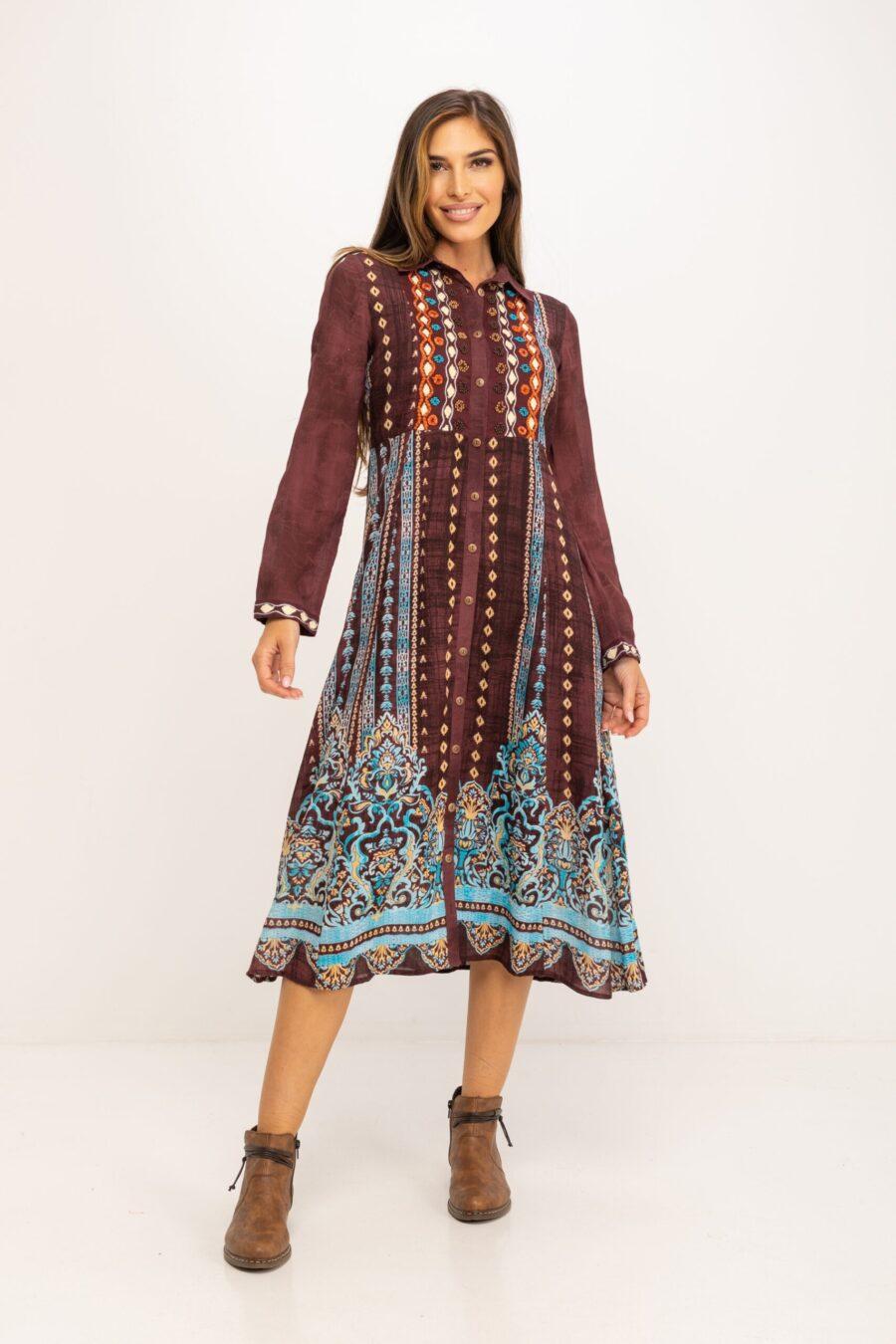 peace&love by calao VESTIDO ESTAMPADO ABOTONADO PR3077V Liquidación