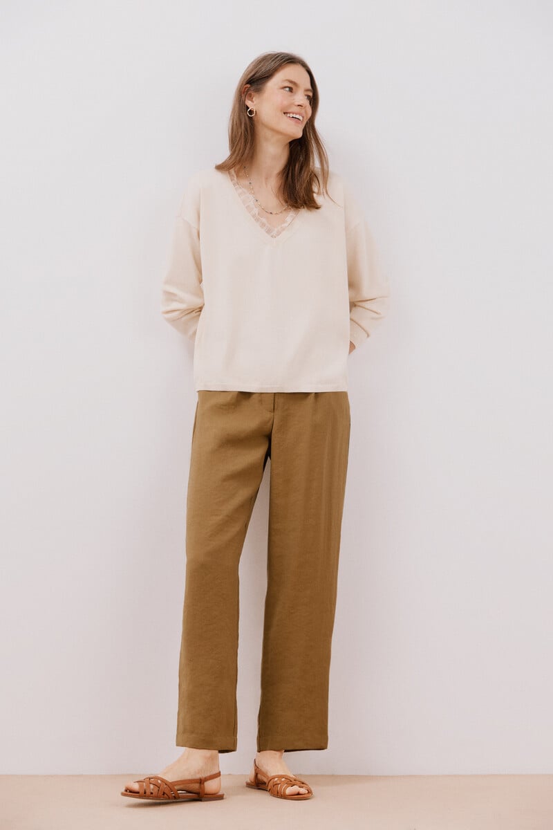 pedro del hierro Jersey pico encaje Rebajas de fábrica