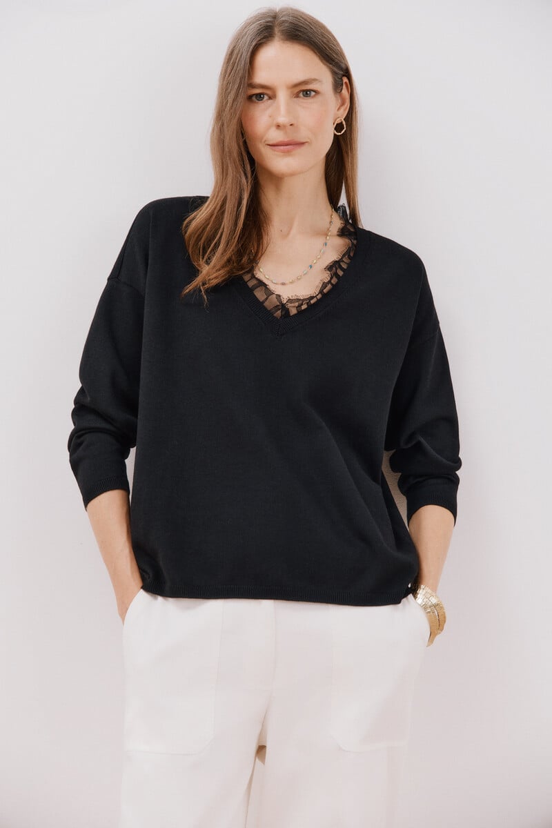 pedro del hierro Jersey pico encaje Los más vendidos