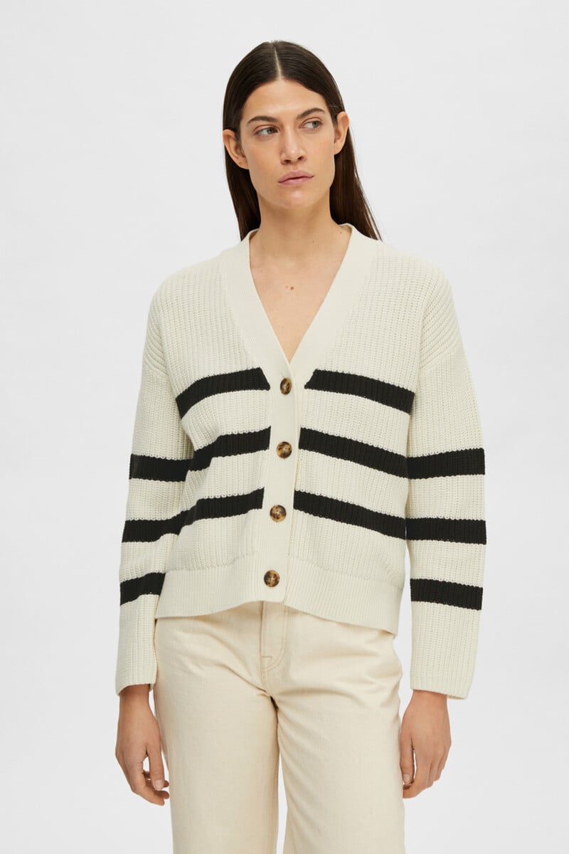 pedro del hierro Cárdigan Relaxed Fit de rayas con cuello de pico COMPRAR AHORA