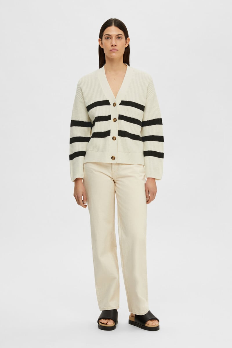 pedro del hierro Cárdigan Relaxed Fit de rayas con cuello de pico COMPRAR AHORA