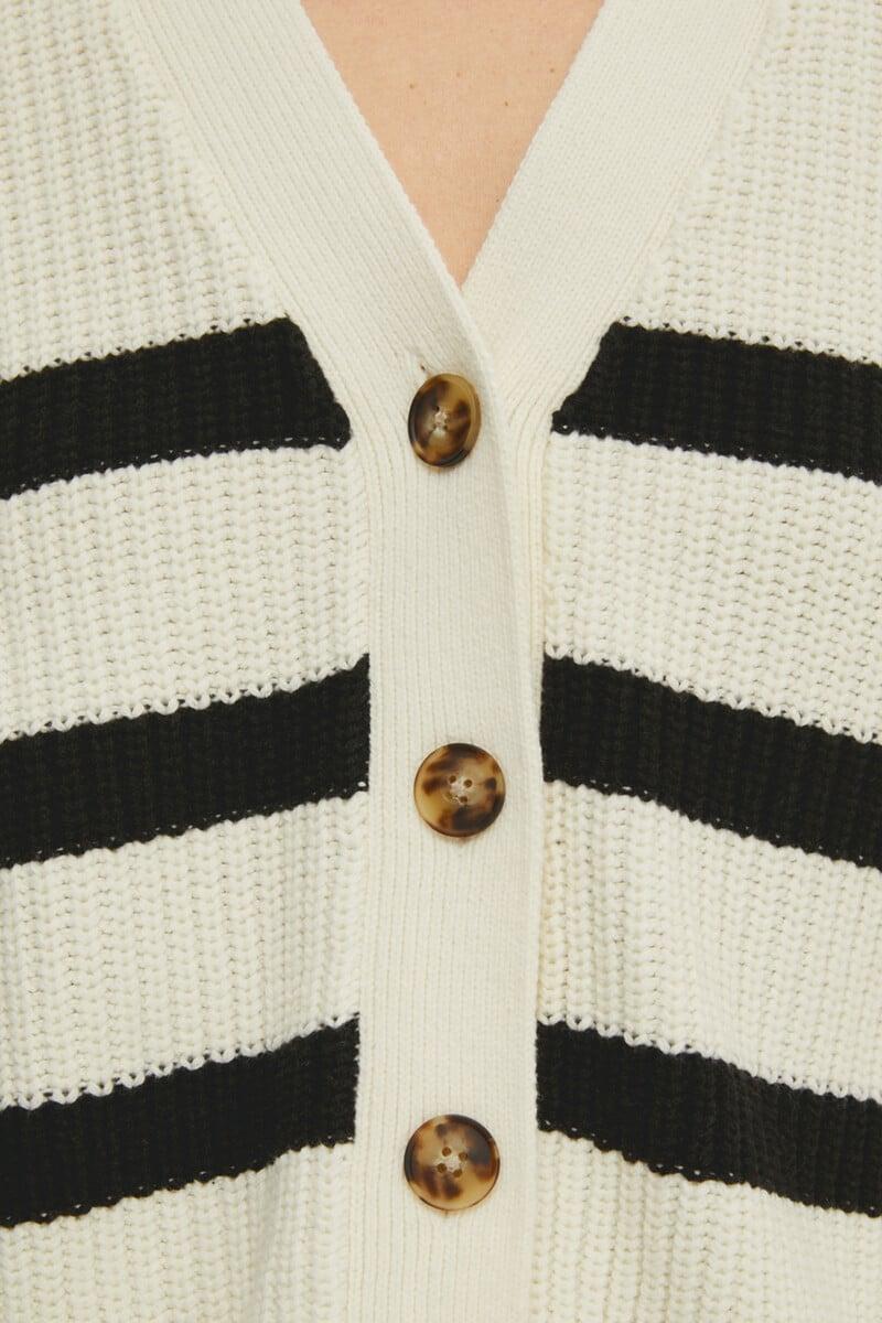 pedro del hierro Cárdigan Relaxed Fit de rayas con cuello de pico COMPRAR AHORA