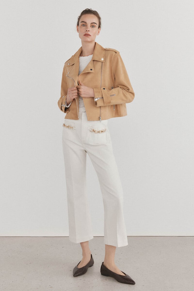 pedro del hierro Cazadora crop piel Precios de Black Friday