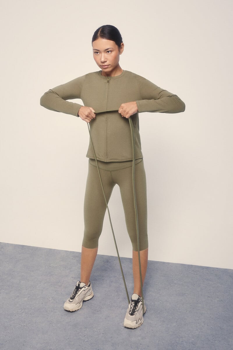 pedro del hierro Chaqueta entallada cremallera caqui Venta caliente