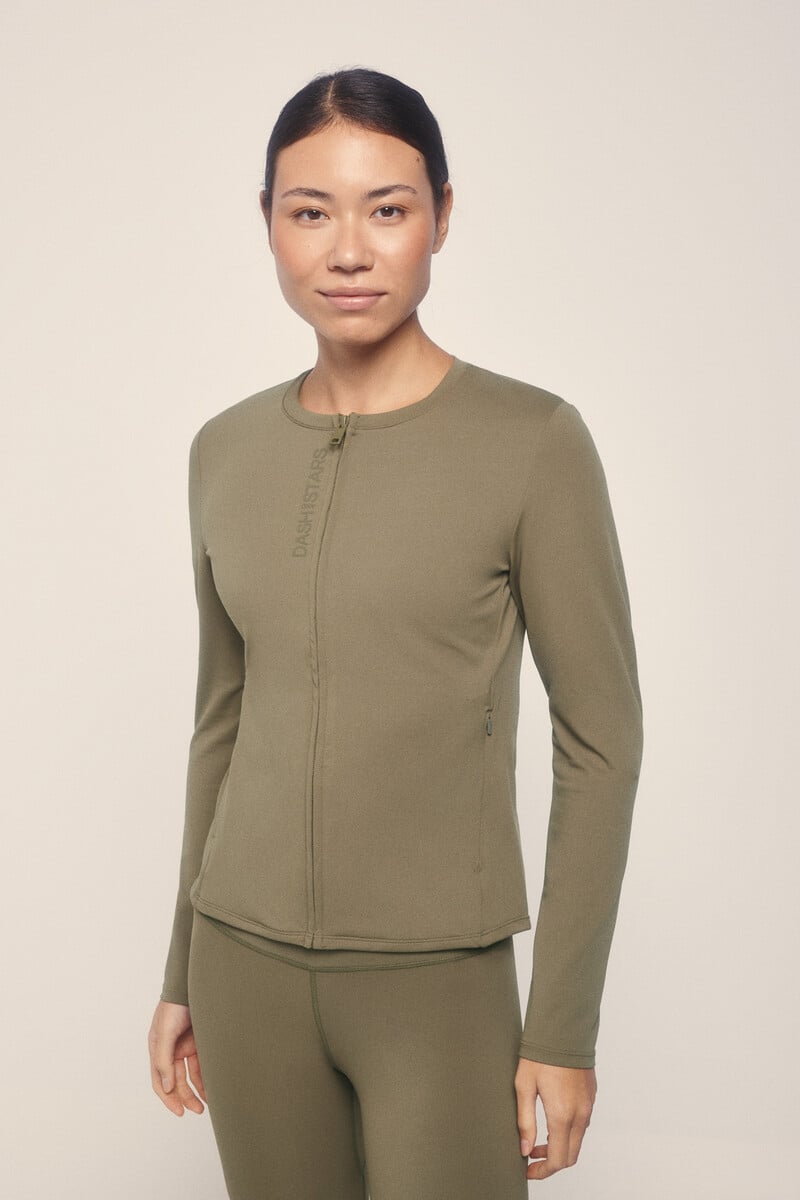 pedro del hierro Chaqueta entallada cremallera caqui Venta caliente