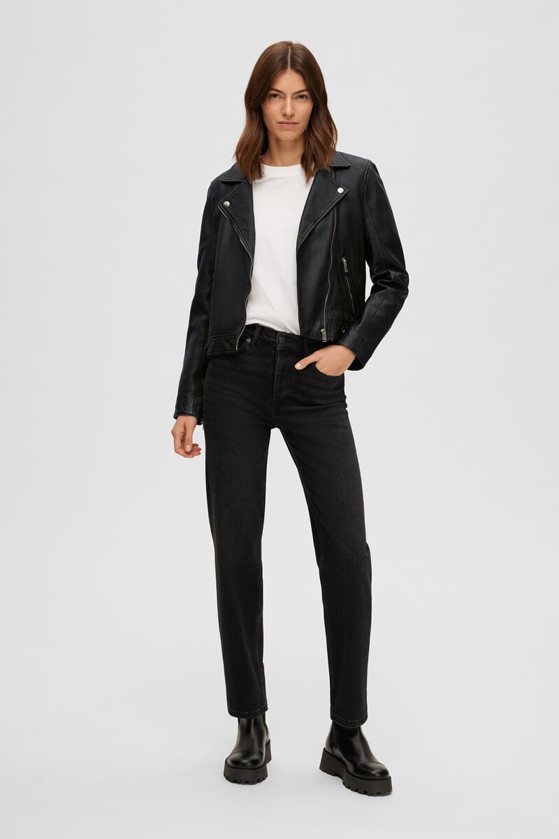 pedro del hierro Cazadora Biker Cropped 100% piel de cordero Envío gratis