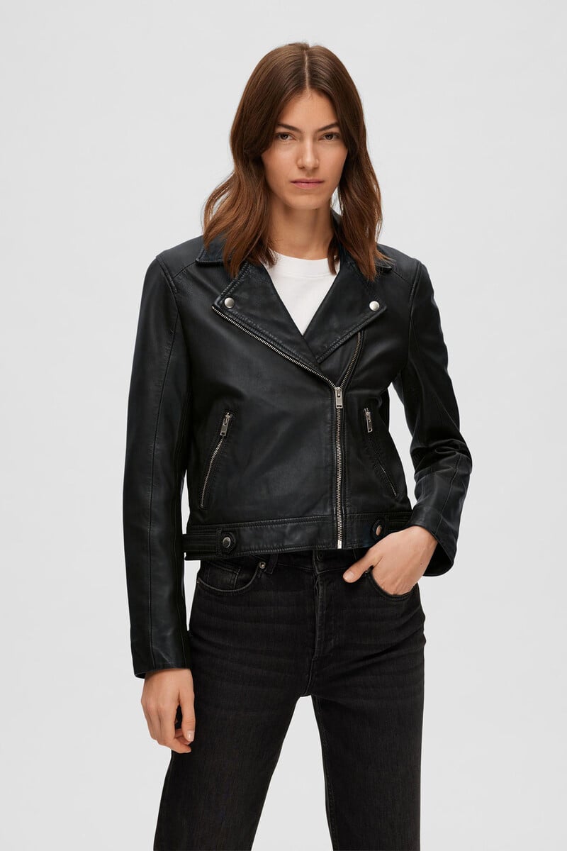 pedro del hierro Cazadora Biker Cropped 100% piel de cordero Envío gratis