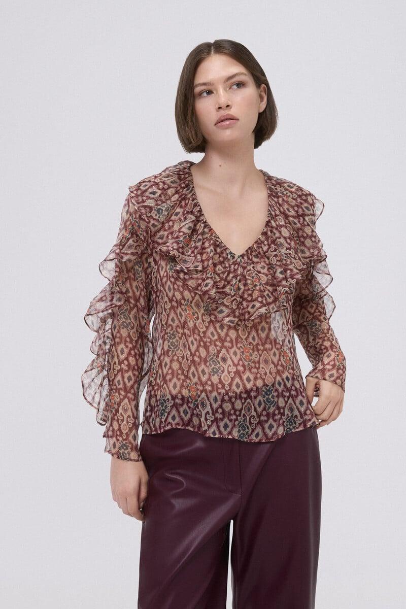 pedro del hierro Blusa de seda estampada Rebajas