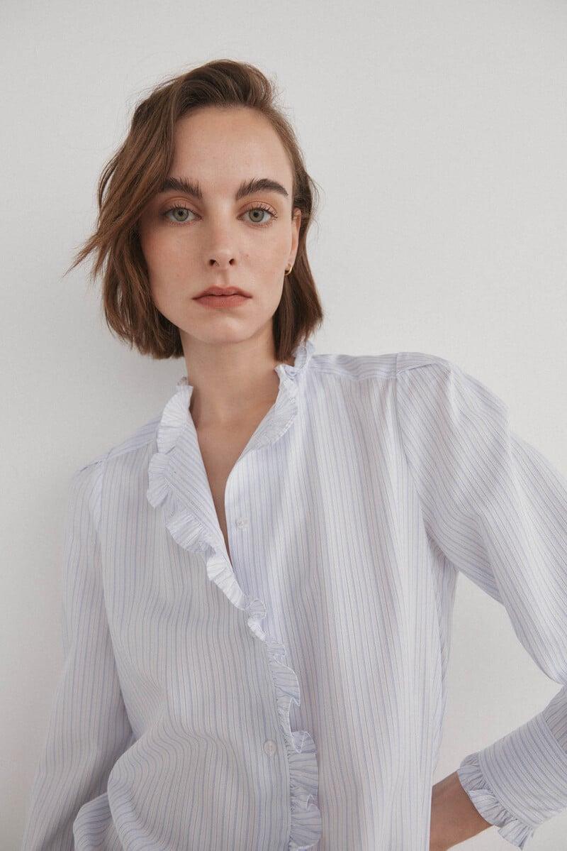 pedro del hierro Camisa romántica con volantes Venta caliente
