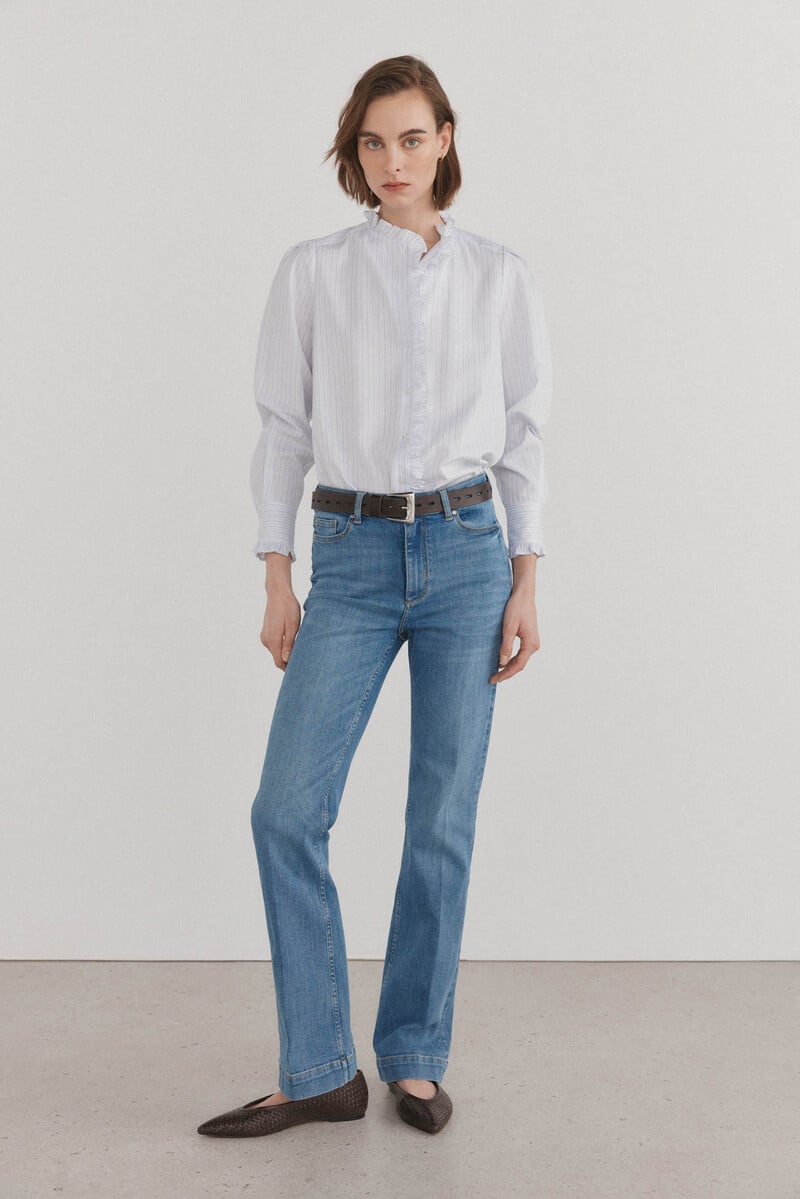 pedro del hierro Camisa romántica con volantes Venta caliente