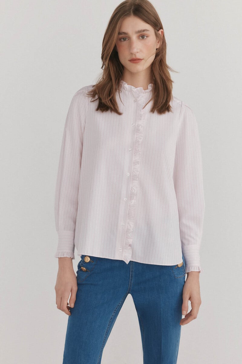 pedro del hierro Camisa romántica con volantes En oferta