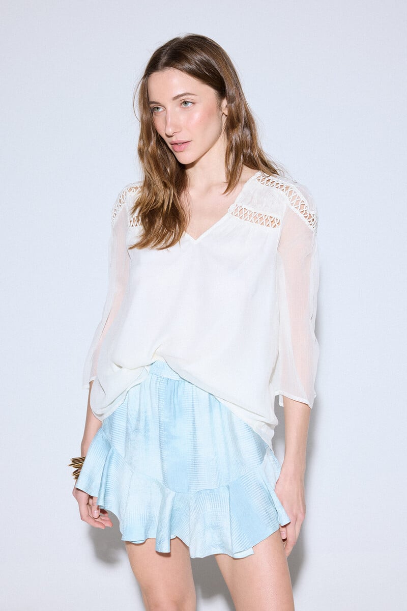 pedro del hierro Blusa blanca entredos Tienda