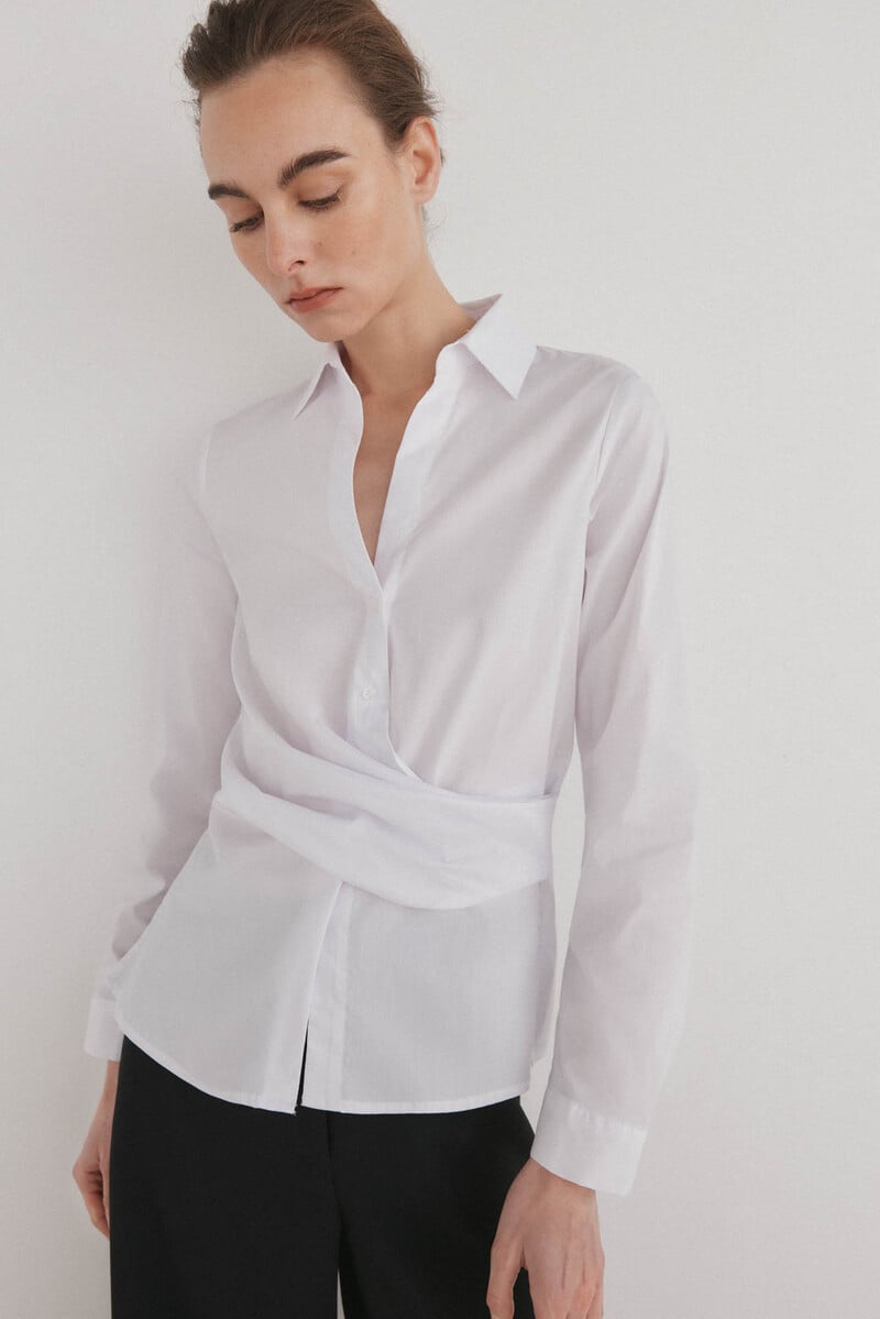 pedro del hierro Camisa de cuello solapa con escote pico Rebajas top
