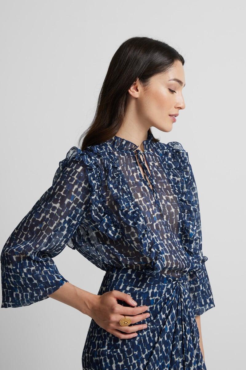 pedro del hierro Blusa volantes estampado Oferta especial