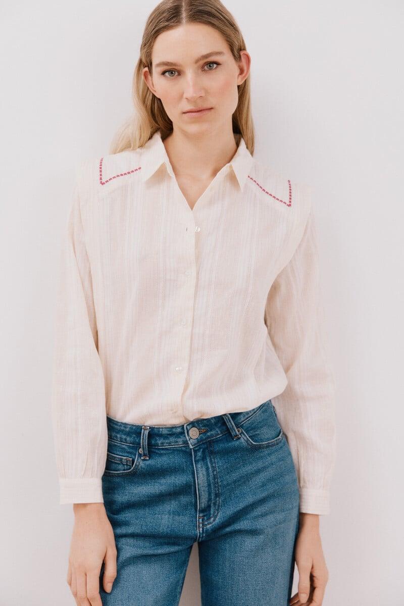 pedro del hierro Camisa de algodón detalle bordado