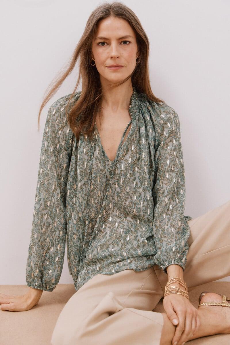 pedro del hierro Blusa detalle nido de abeja Tienda de fábrica