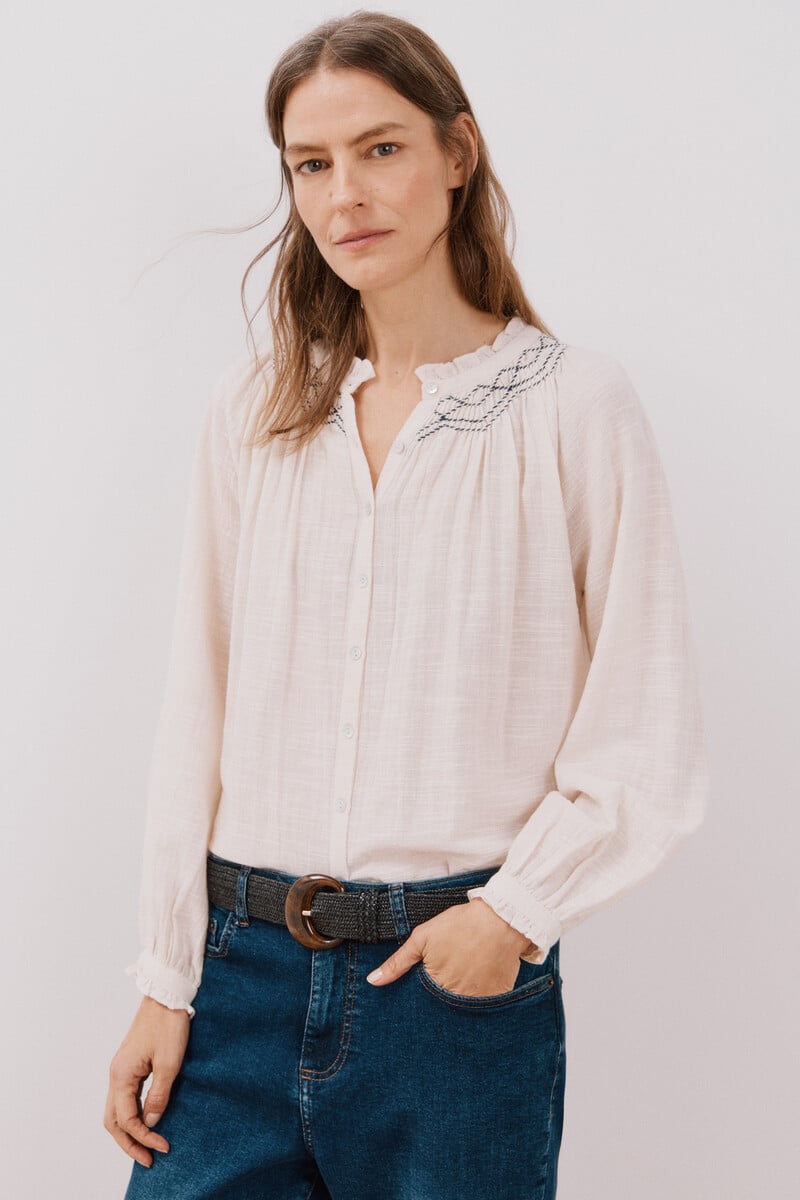 pedro del hierro Blusa con bordado contraste