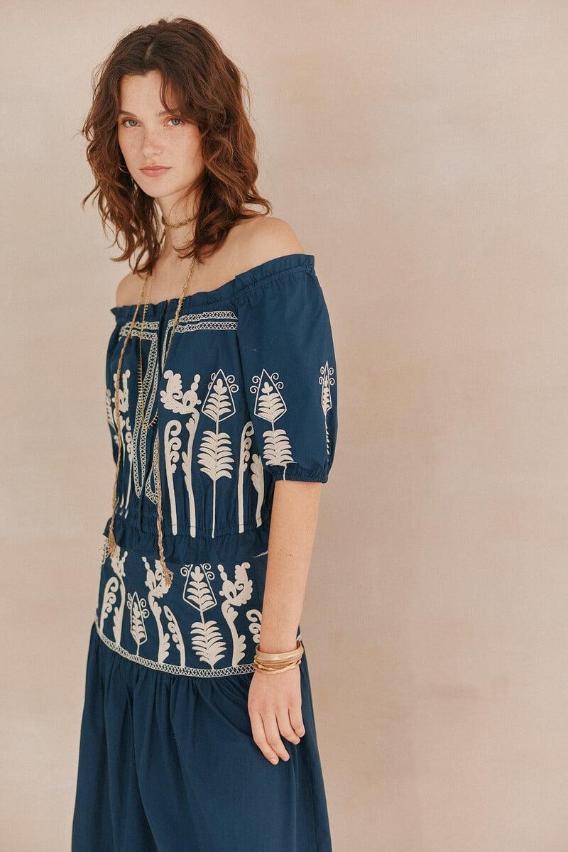 pedro del hierro Coral. Top bordado Rebajas