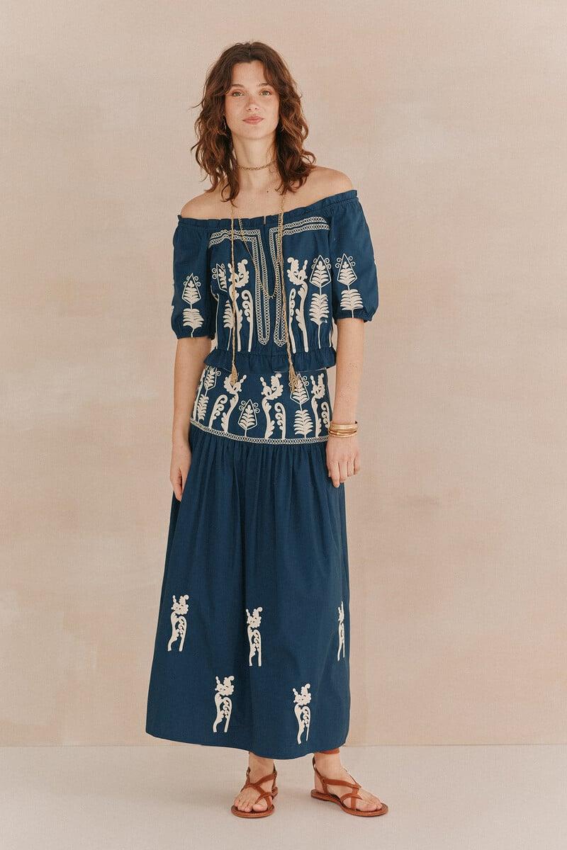 pedro del hierro Coral. Top bordado Rebajas