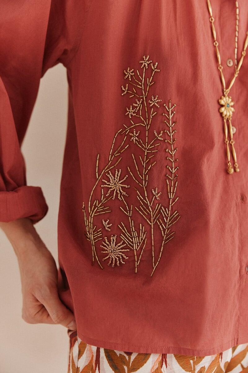 pedro del hierro Lara. Blusa bordada cuentas Rebajas de fábrica
