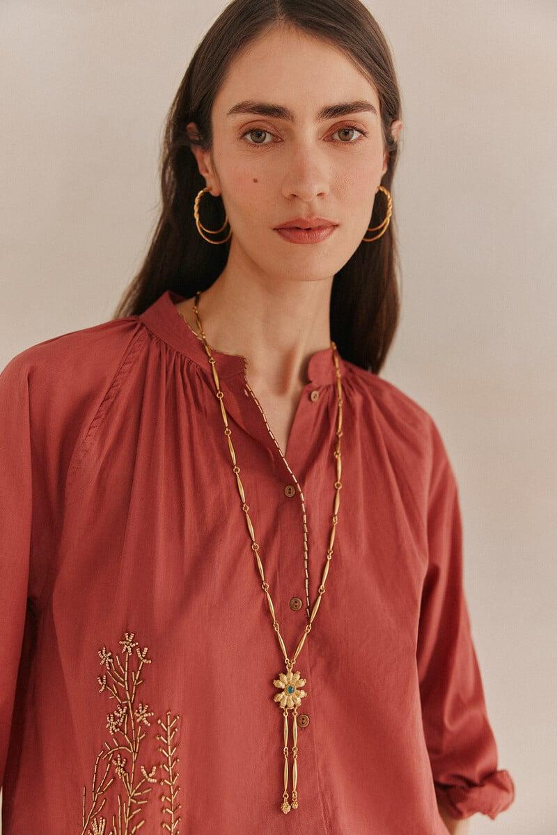 pedro del hierro Lara. Blusa bordada cuentas Rebajas de fábrica