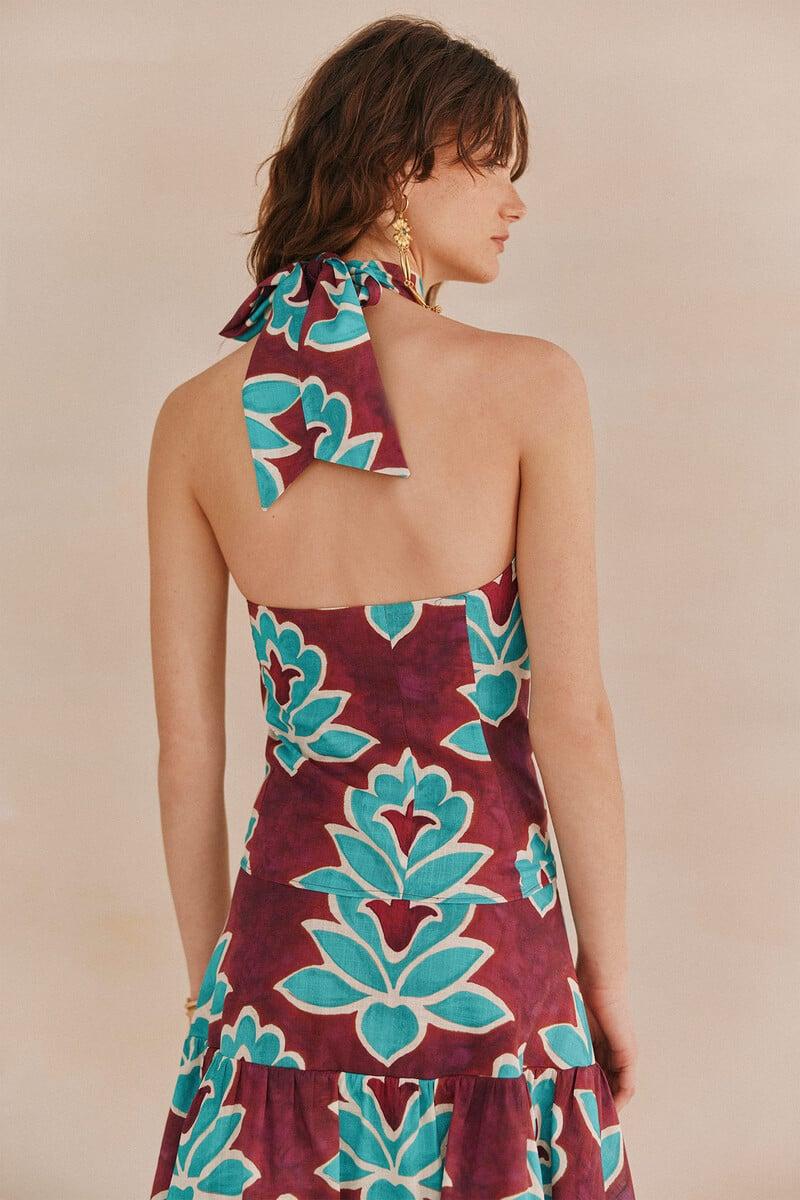 pedro del hierro Clara. Top estampado halter Últimos 3 días