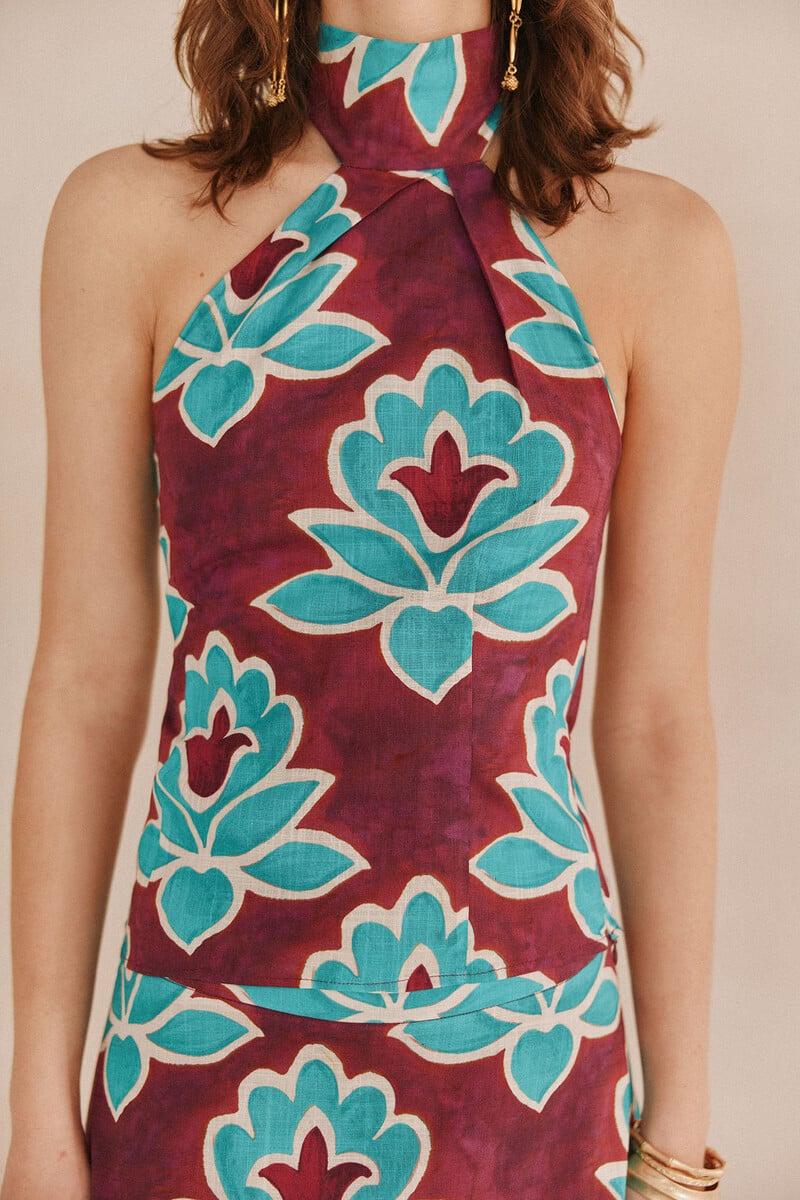 pedro del hierro Clara. Top estampado halter Últimos 3 días