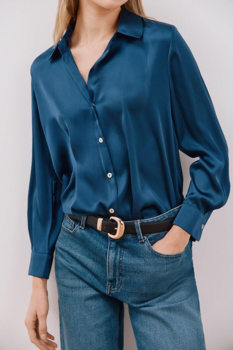 pedro del hierro Blusa satinada manga larga Último día