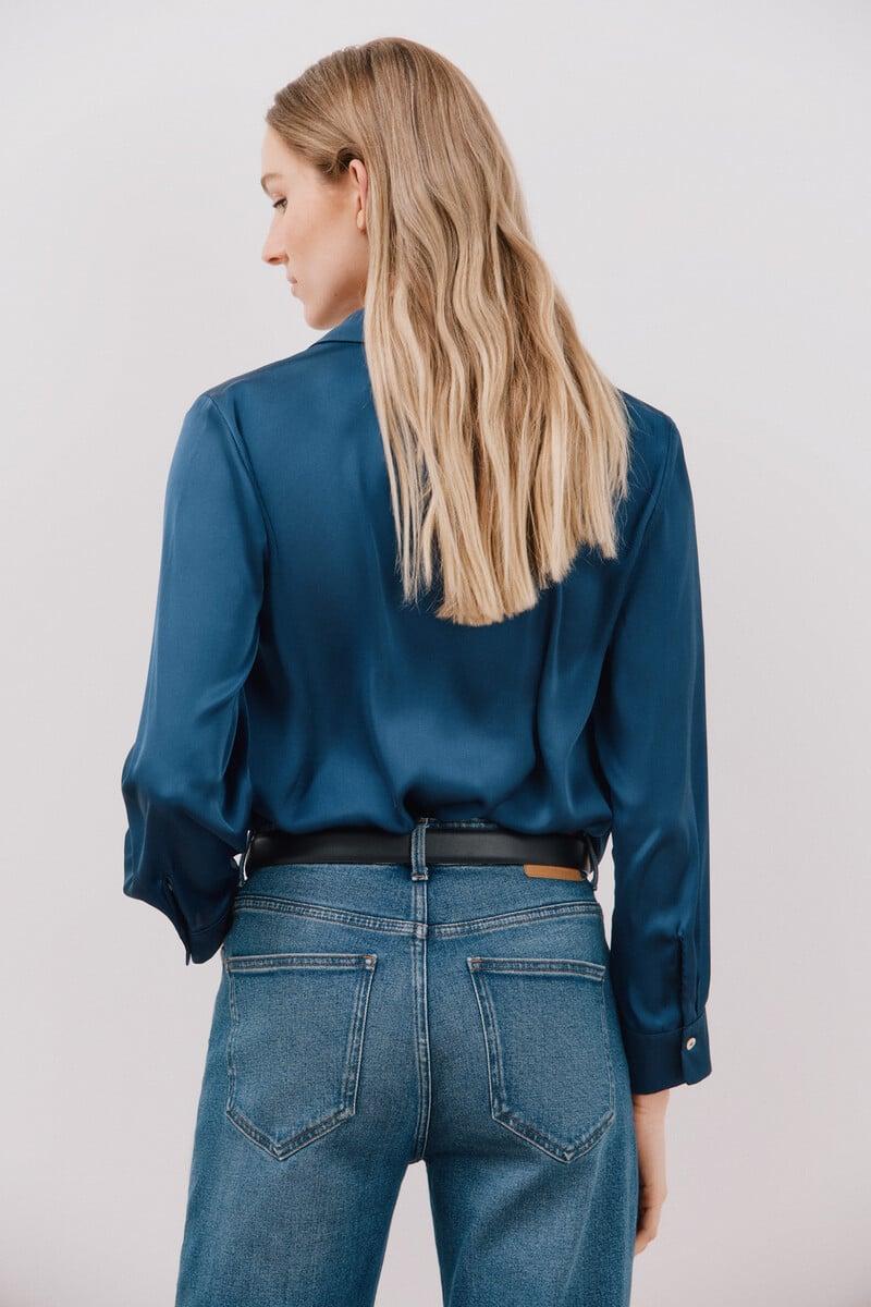 pedro del hierro Blusa satinada manga larga Último día