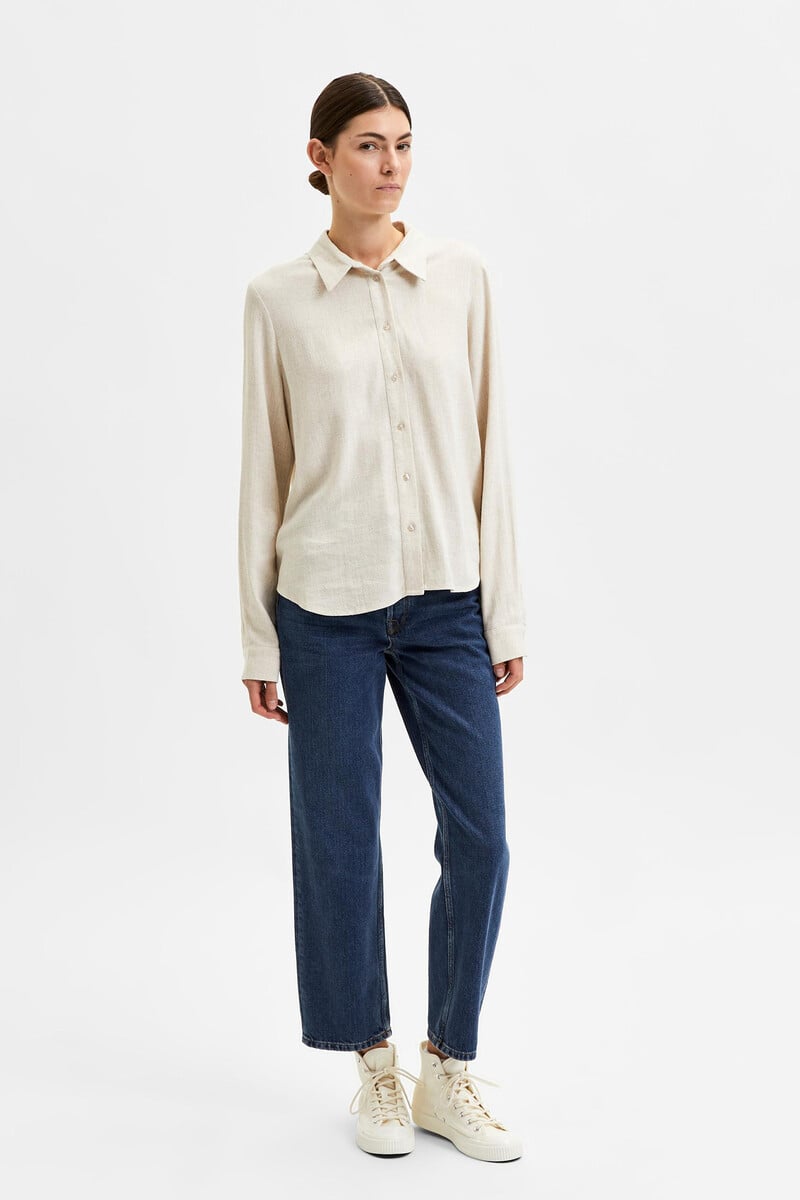 pedro del hierro Camisa de manga larga de lino Regular Fit Tienda de fábrica