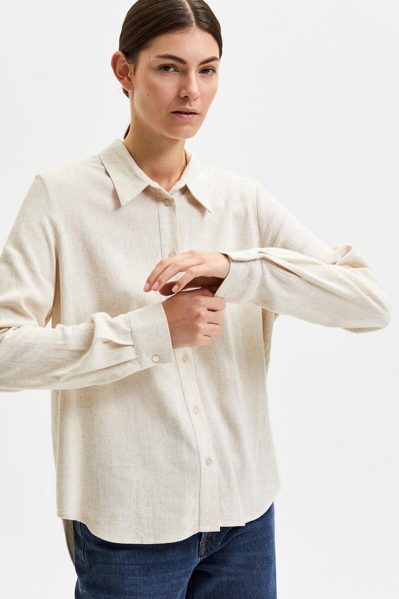 pedro del hierro Camisa de manga larga de lino Regular Fit Tienda de fábrica